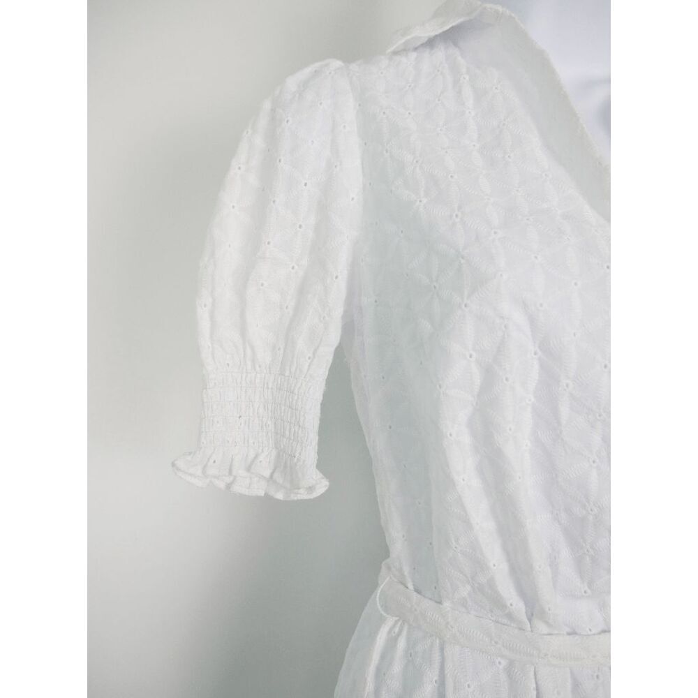 Tommy Hilfiger Women's White Puffed Sleeve Eyelet Midi Dress XS - Picture 5 of 14